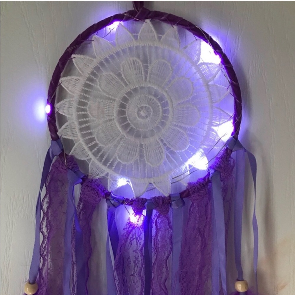 Purple Lace Dreamcatcher Wall Hanging with LED Lights